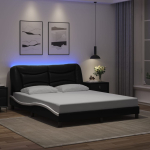Voodiraam led-iga ilma madratsita hvar, must ja valge, 160 x 200 cm