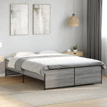 Voodiraam, hall sonoma tamm, 135 x 190 cm, tehispuit ja metall