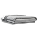 Voodiraam led-tuledega, hall sonoma tamm, 140x190 cm, tehispuit