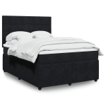Kontinentaalvoodi madratsiga, must, 160x200 cm, samet