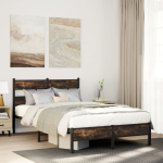 Peatsiga voodiraam ilma madratsita suitsutatud tamm 120x200 cm