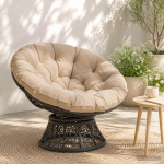 Papasan tooli vaip vianen 100% pol&uuml;ester kreemjas &oslash; 130 x 12 cm