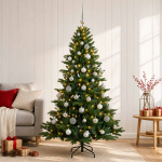 Kunstkuusk koos j&otilde;ulukuuliga 120 cm 150 led-i soe valge