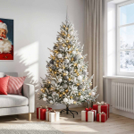 Kunstkuusk koos j&otilde;ulukuuliga 210 cm 300 led-i soe valge