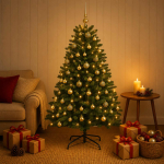 Kunstkuusk, keskroheline, j&otilde;ulukuulidega 180 cm 300 led-i