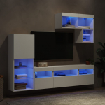 6-osaline telerikappide komplekt led-tuledega, valge, tehispuit