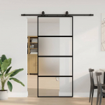 L&uuml;kanduks riistvara komplektiga must 90x205 cm karastatud klaas