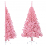 Poolik kunstkuusk alusega, roosa, 150 cm, pvc