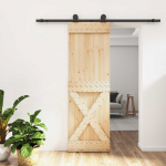 Libisev uks naturaalne ja must 70 x 210 cm tahke m&auml;nnipuit