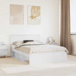 Voodi raam peaga valge 160 x 200 cm tehispuit