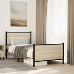 Metallist voodiraam ilma madratsita sonoma tamm 90x200 cm