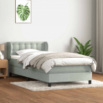 Box vedruvoodi madratsiga helehall 80x210 cm samet