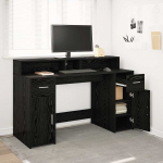 Laud led -ribatuledega must tamm 140 x 55 x 91 cm tehispuit