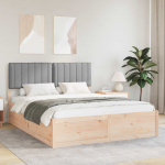 Voodiraam pehme peatoega peaga helehall 150 x 200 cm tahke m&auml;nd