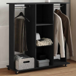 Vidaxl ratastega riidekapp, must, 102 x 38 x 110 cm, tehispuit
