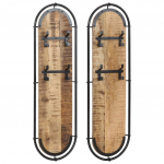 Seinale kinnitatav riidenagi 4 konksuga, 2 tk, mangopuit