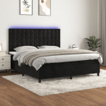 Kontinentaalvoodi madrats ja led, must, 160x200 cm, samet