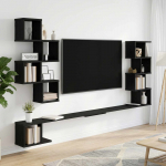 Seinale paigaldatav teleririiul must tamm 200 x 15 x 94 cm