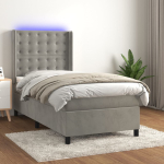 Kontinentaalvoodi madrats ja led, helehall, 80x200 cm, samet