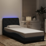 Voodiraam led-iga ilma madratsita, must, 90x200 cm, samet