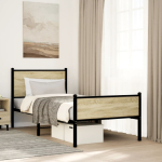 Metallist voodiraam ilma madratsita sonoma tamm 90x200 cm