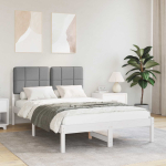 Voodiraam pehme peatoega peaga helehall 120 x 190 cm tahke m&auml;nd