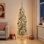 Kitsas kunstkuusk koos j&otilde;ulukuulidega 180 cm 300 led-i