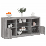 Puhvetkapp led-tuledega, hall sonoma tamm, 142,5 x 37 x 67 cm