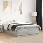 Voodiraam, hall sonoma tamm, 135 x 190 cm, tehispuit