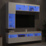7-osaline teleri seinakappide komplekt led-tuledega, valge