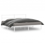 Metallist voodiraam peatsiga, valge, 193x203 cm