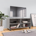 Ratastega telerikapp, hall sonoma tamm, 90x35x35 cm, tehispuit