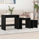Pesastatav kohvilaua 3 pcs must tamm 60 x 35 x 56 cm tehispuit