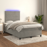 Kontinentaalvoodi madrats ja led, helehall, 120x200 cm, samet