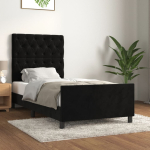 Voodiraam peatsiga, must, 80x200 cm, samet