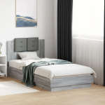 Voodiraam peatsiga, hall sonoma tamm, 90 x 190 cm, tehispuit