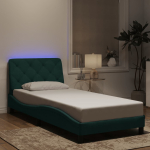 Voodiraam led-iga ilma madratsita, tumeroheline, 90x200 cm, samet