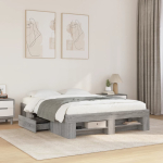 Voodiraam, hall sonoma tamm, 135 x 190 cm, tehispuit