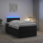 Vedruvoodi madratsiga led-ribadega must 120 x 190 cm samet