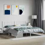 Metallist voodiraam peatsiga, valge, 180x200 cm