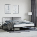 Metallist voodiraam peatsiga, must, 183x213 cm