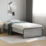 Voodiraam, hall sonoma tamm, 75 x 190 cm, tehispuit ja metall