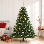 Kunstkuusk koos j&otilde;ulukuuliga 120 cm 150 led-i soe valge