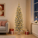 Kitsas kunstkuusk koos j&otilde;ulukuulidega 180 cm 300 led-i