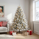 Kunstkuusk koos j&otilde;ulukuuliga 210 cm 300 led-i soe valge