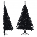 Poolik kunstkuusk alusega, must, 120 cm, pvc