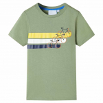 Laste t-s&auml;rk, l&uuml;hikeste varrukatega, hele khaki, 128