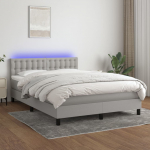 Kontinentaalvoodi madrats ja led, helehall, 140x190 cm, kangas