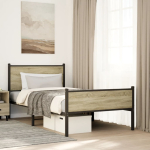 Metallist voodiraam ilma madratsita sonoma tamm 100x200 cm