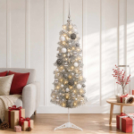 Kitsas kunstkuusk koos j&otilde;ulukuulidega 150 cm 150 led-i